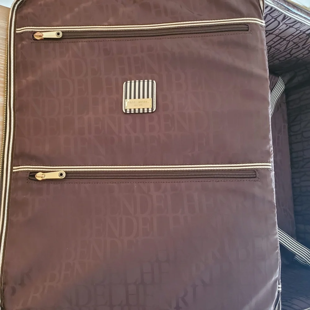 henri bendel Gray Leather Carry-On Cabin Suitcase